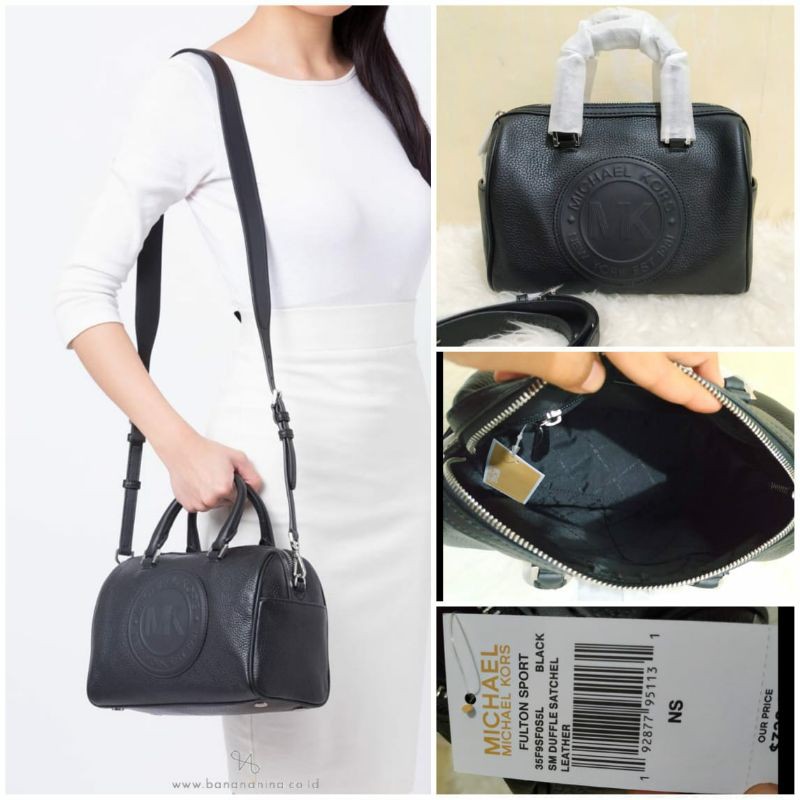 Michael Kors  Fulton Sport Small Duffle Satchel Leather Black