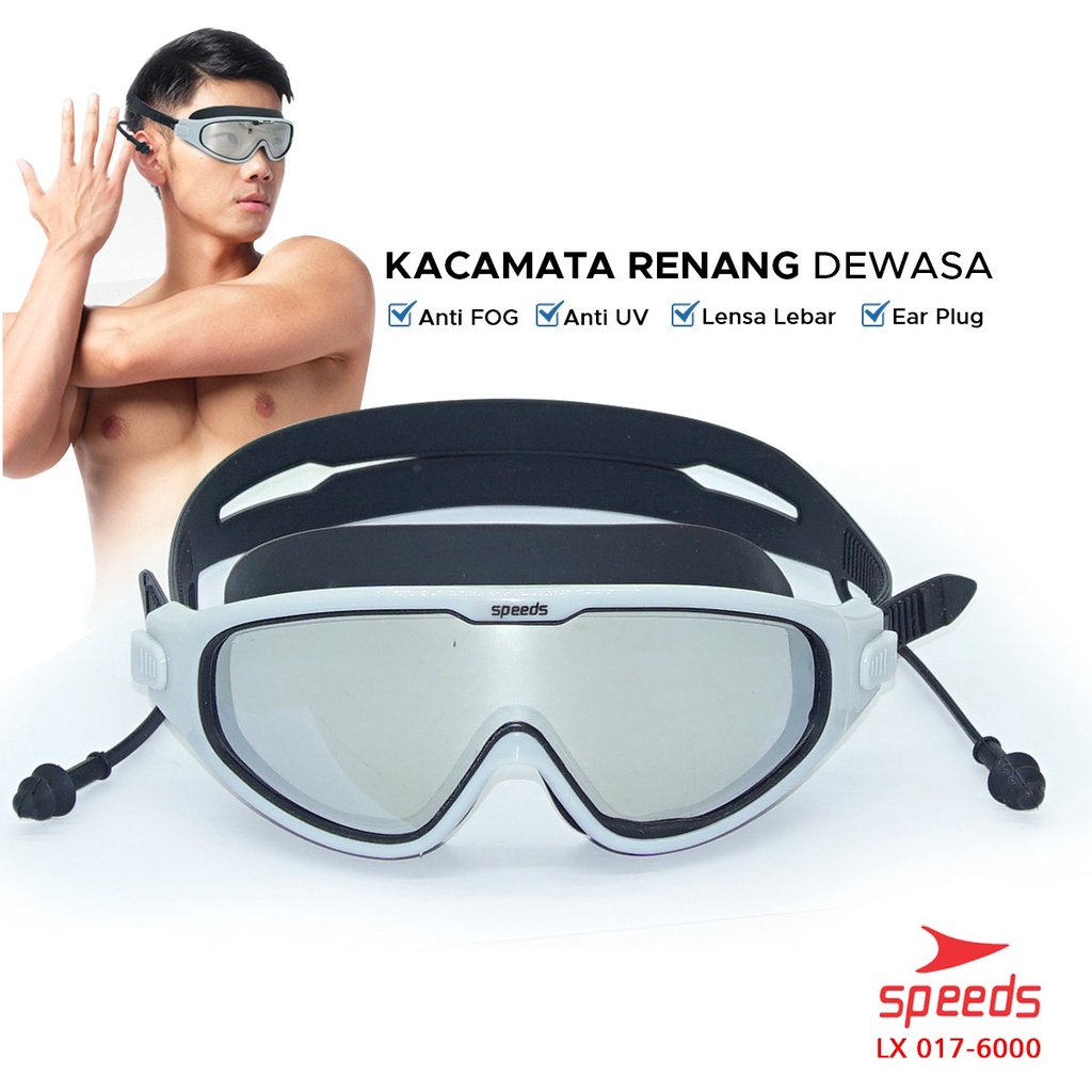 SPEEDS Kacamata Renang Dewasa Swimming Googles Remaja Anti FOG Anti UV Big Frame 017-6000