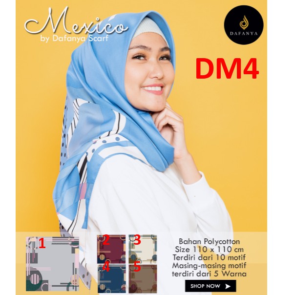 Hijab Segiempat Motif DM4 Mexico by Dafanya, Jilbab Scarf Segi empat Murah ,