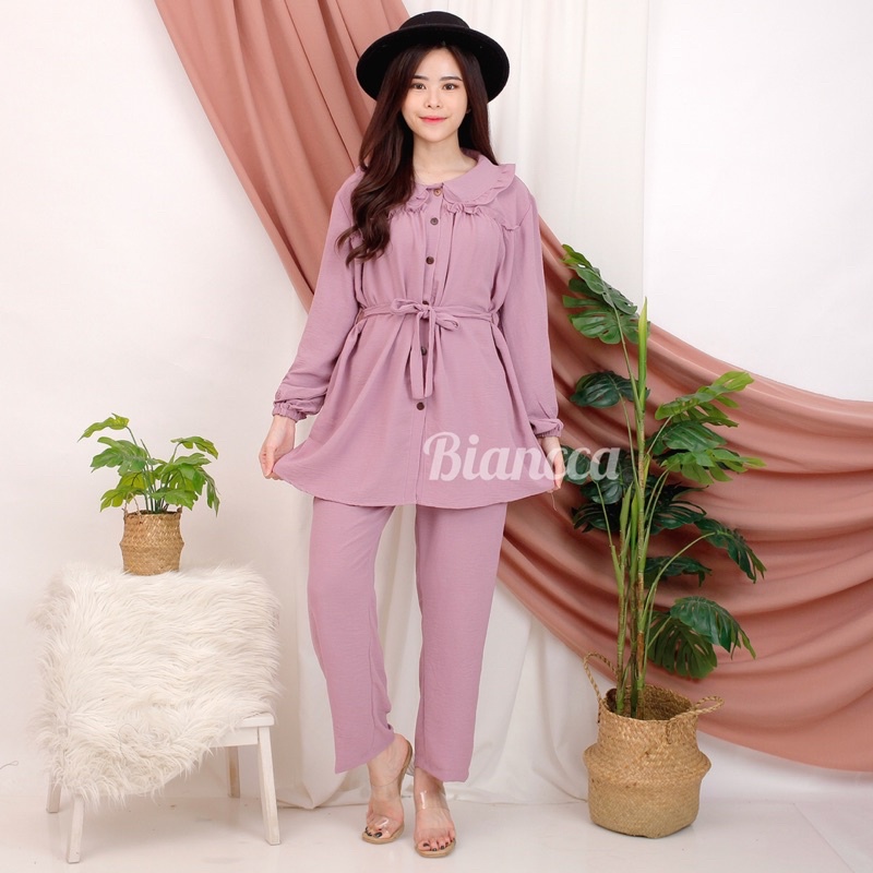 RUBY SET | STELAN CRINKLE AIRFLOW IMPORT SETCEL TUNIK IMPORT SETELAN POLOS MUSLIM GROSIR BIANCCA