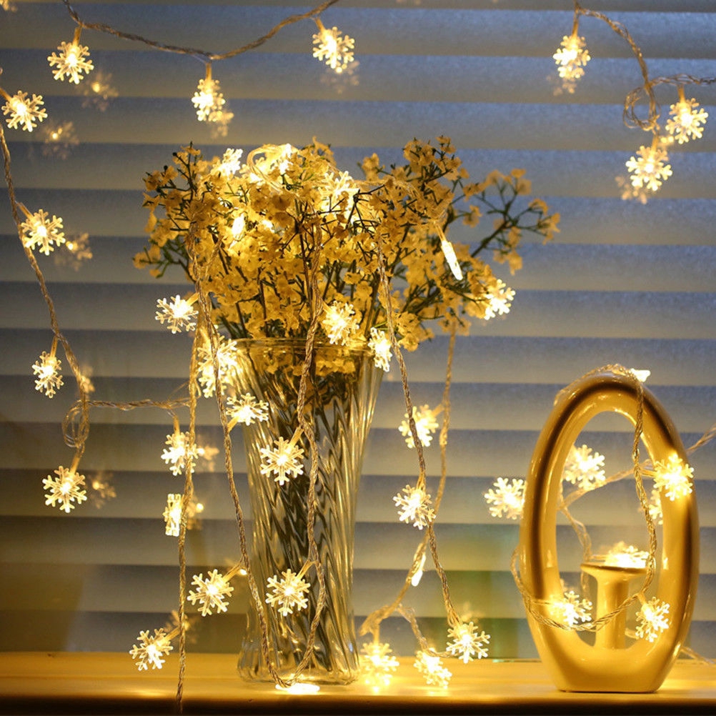 Dekorasi Pesta Natal Tenaga Baterai 20led Snowflake Fairy String Light