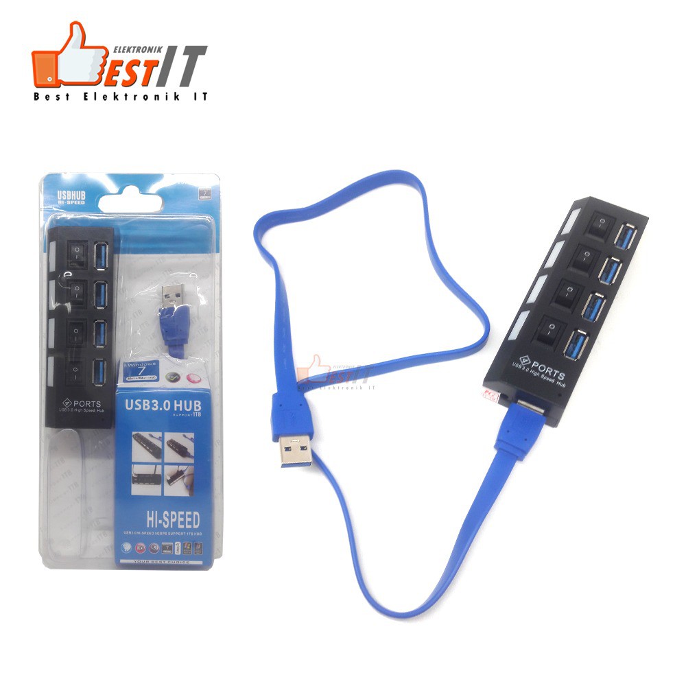 USB Hub Versi 3 4 Port 4 Switch