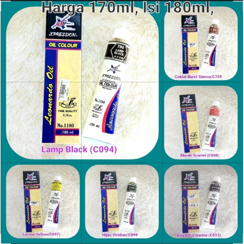 

Cat Minyak Leonardo Xpression 180ml Ultra Marine, Lemon Yellow, Scarlet, Viridian, Burn Umber dll