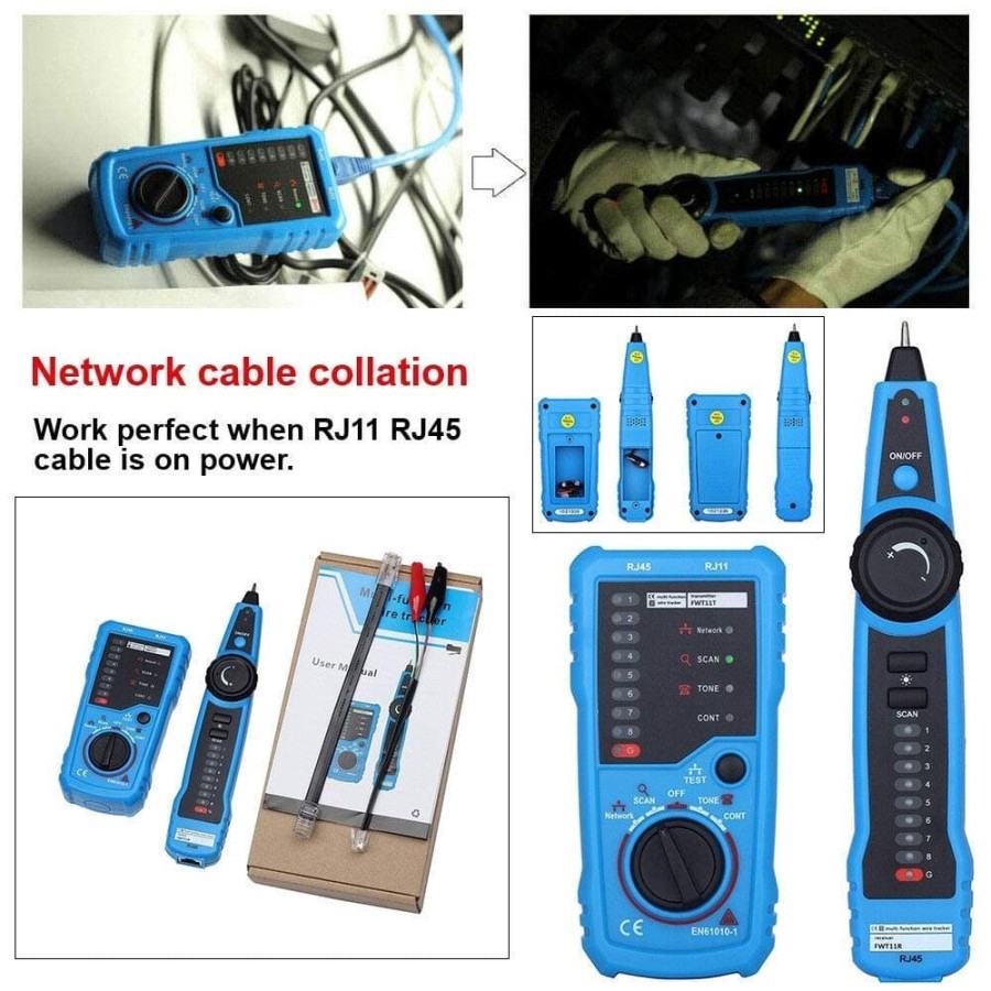 Tester LAN Kabel RJ45 Network Jaringan cat 5 6 FWT-11 Wire Tracker FWT11 RJ11 RJ-45