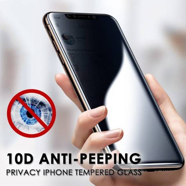 Anti SPY Glass IPHONE X/XS/6/6 plus/7/7 plus/8/8 plus/11/11pro -Privacy SCREEN PROTECTOR warna hitam