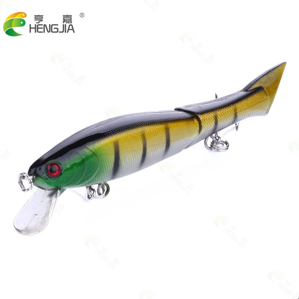 HENGJIA 6PCS/Lot Lifelike Artificial Crankbait Multi Jointed Fishing Lure 12cm/13.5g 2-segment Hard Bait 6# Hook Wobblers Sea Fishing Bait