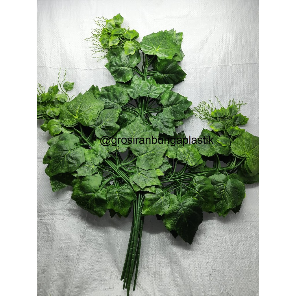 ADY78 Daun Artificial/Daun Hias/Daun Plastik/Daun Dekorasi/Daun Anggur Hijau Tua