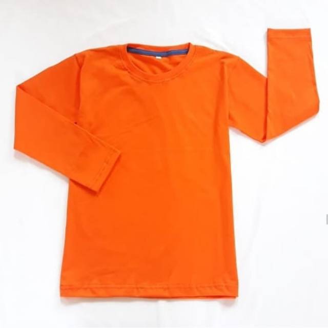 BAJU ANAK LAKI PEREMPUAN KAOS POLOS ANAK ORANGE LENGAN PANJANG COMBED 24s BAJU ANAK POLOS