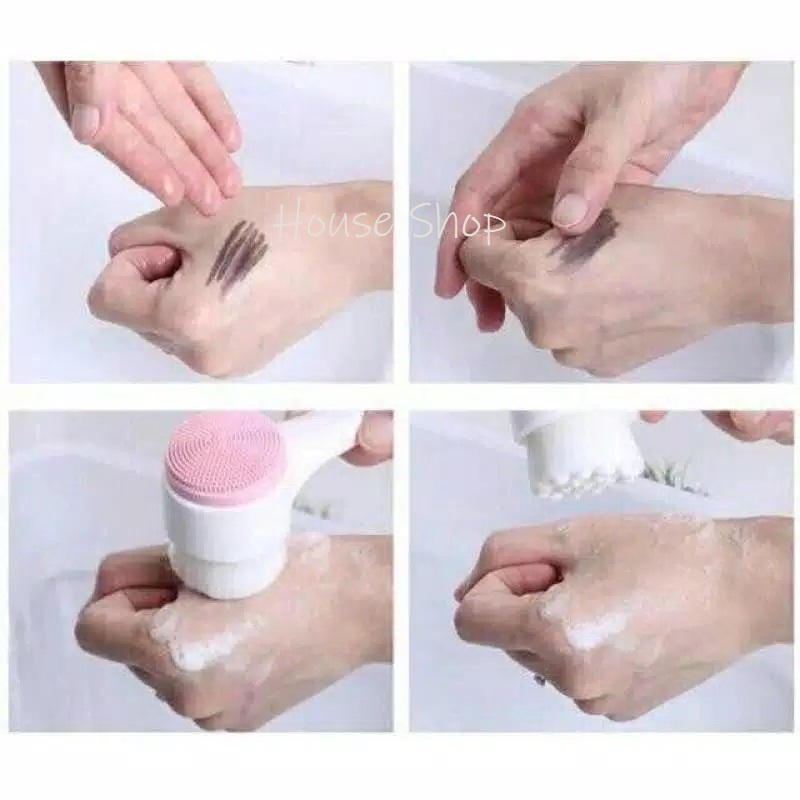 HS-0090 Silikon Lembut Pembersih Wajah 2 Sisi - Alat Pembersih Pemijat Muka Silicone Halus