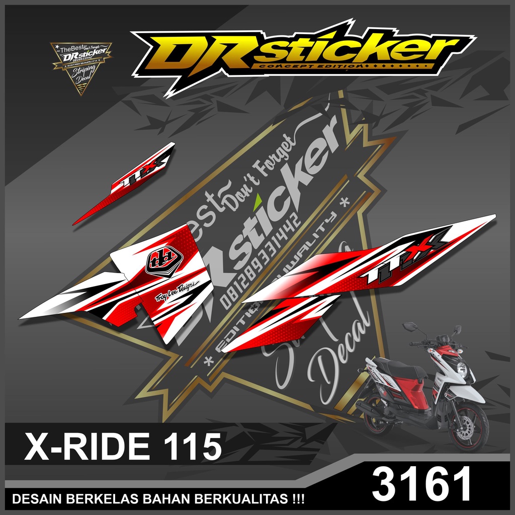 A3161 Sticker Striping Lis X-RIDE 115 Variasi Semi Full - Sticker Striping X ride