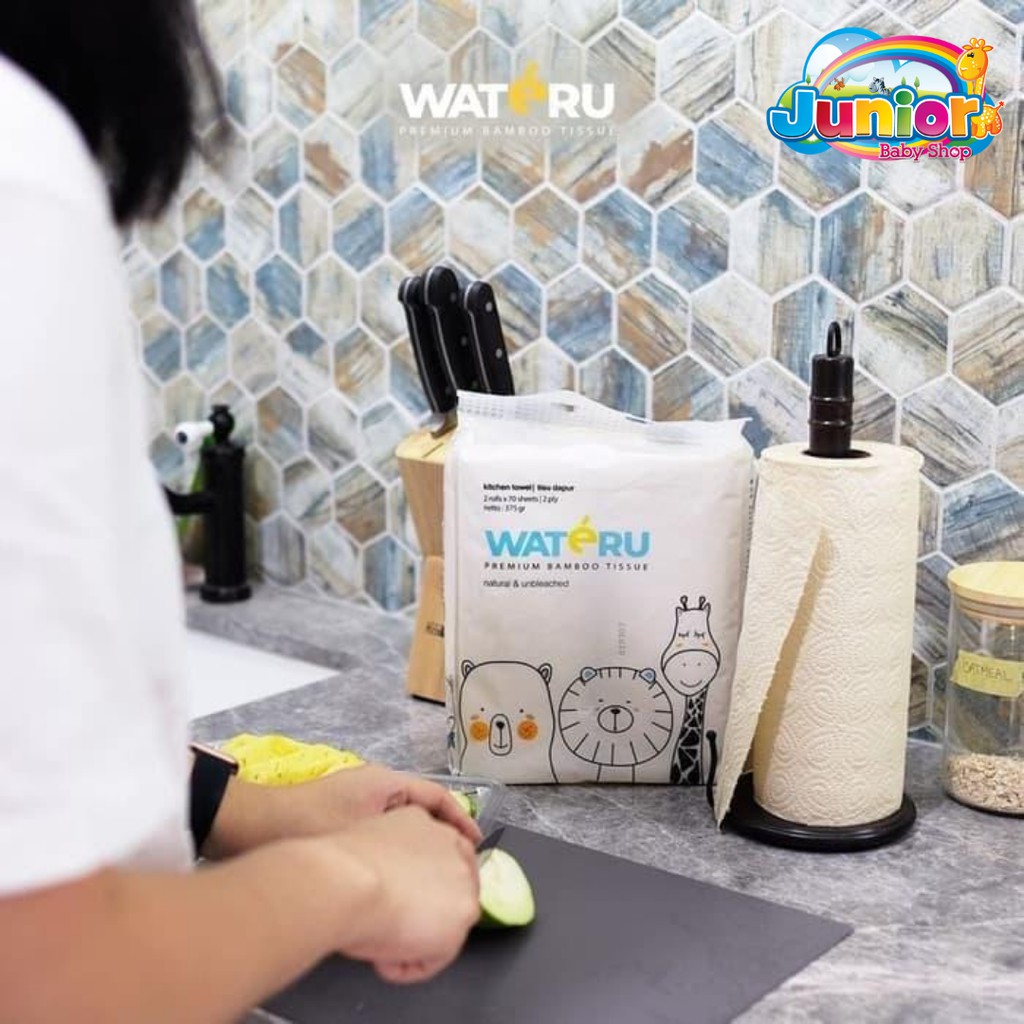 TERMURAH!! Wateru Premium Bamboo Kitchen Towel 2 rolls x 70 sheet