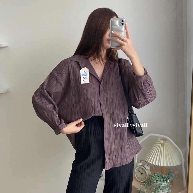 SIVALI Ha-ri Shirt | Kemeja Wanita Oversize - Basic Shirt Kemeja Polos