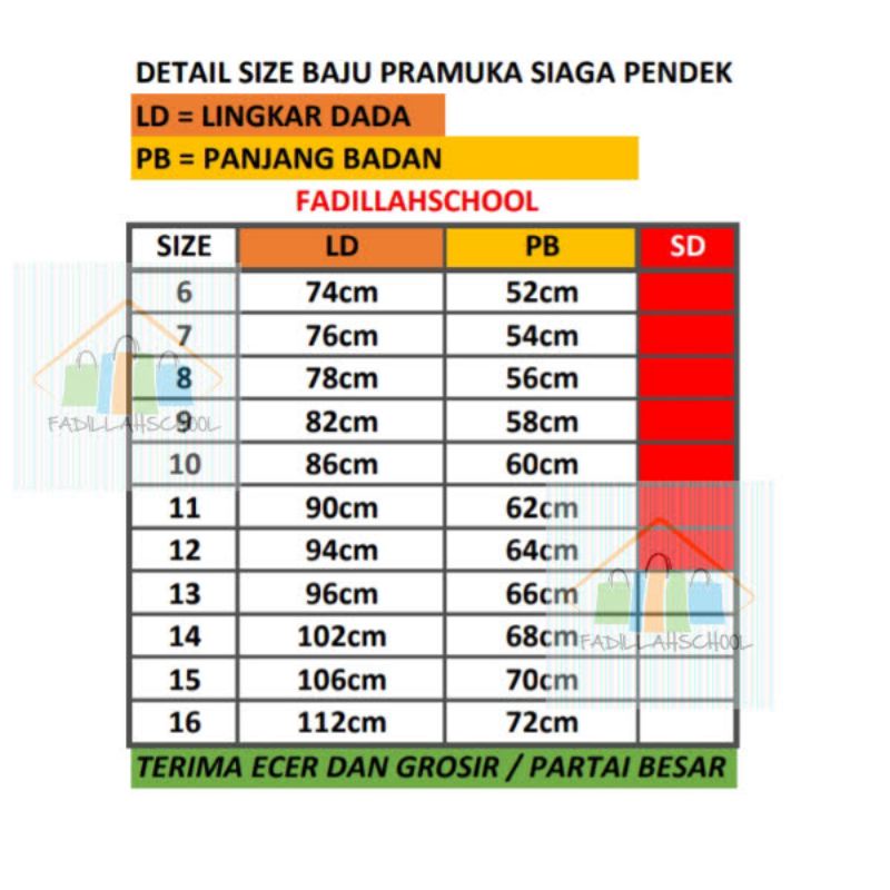 BAJU SEKOLAH PRAMUKA SIAGA PENDEK SD