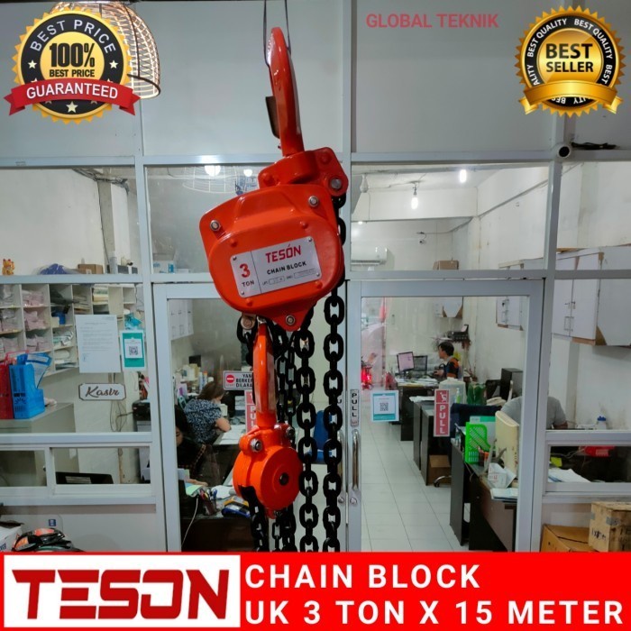 Takel manual 3 ton 15 meter Kerekan Katrol 3Tx15M Derek Hoist Lift chain