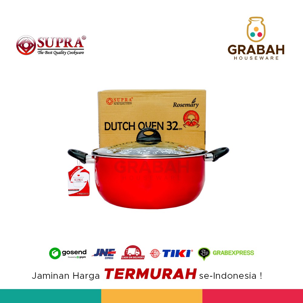 Supra Panci Set Tangkai Serbaguna Dutch Oven 32 cm With Glass LID Grabah Houseware