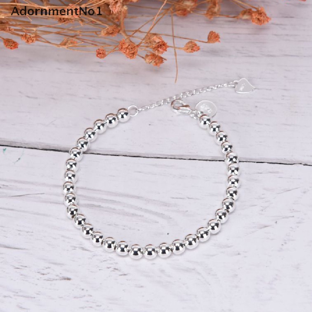 (AdornmentNo1) Gelang Tangan Manik-Manik Bulat Warna Silver Untuk Wanita