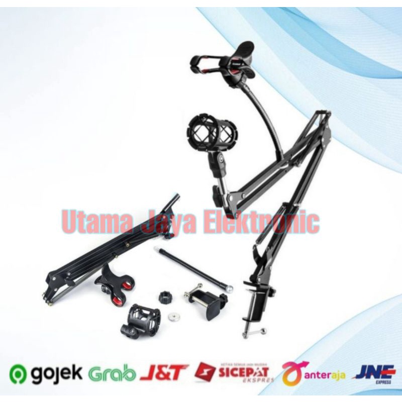 Paket Mic BM8000 Phantom Power Stand D6 Phone Holder Kabel XLR Original