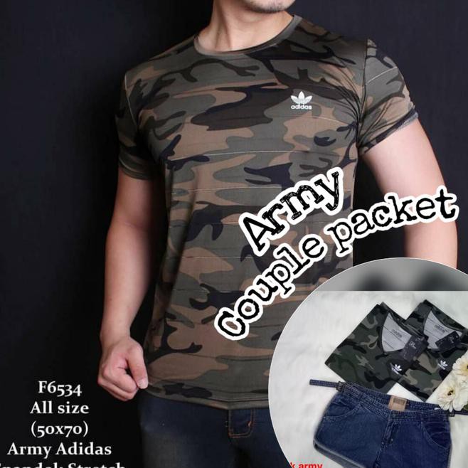 Couple Paket Army / Bundling Kaos Couple Army Loreng Camo Pria Wanita