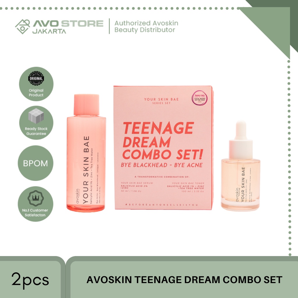 [BUNDLING] Avoskin Avoskin Teenage Dream Combo Set Bye Blackhead-Bye Acne (YSB Salicylic Acid 1% + Zinc + Tea Tree Toner -YSB Salicylic Acid 2% + Zinc)