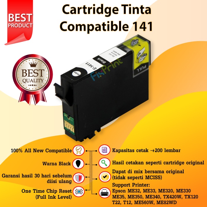 Compatible Cartridge Printer 141 T141 T 141 Black Cyan Magenta Yellow
