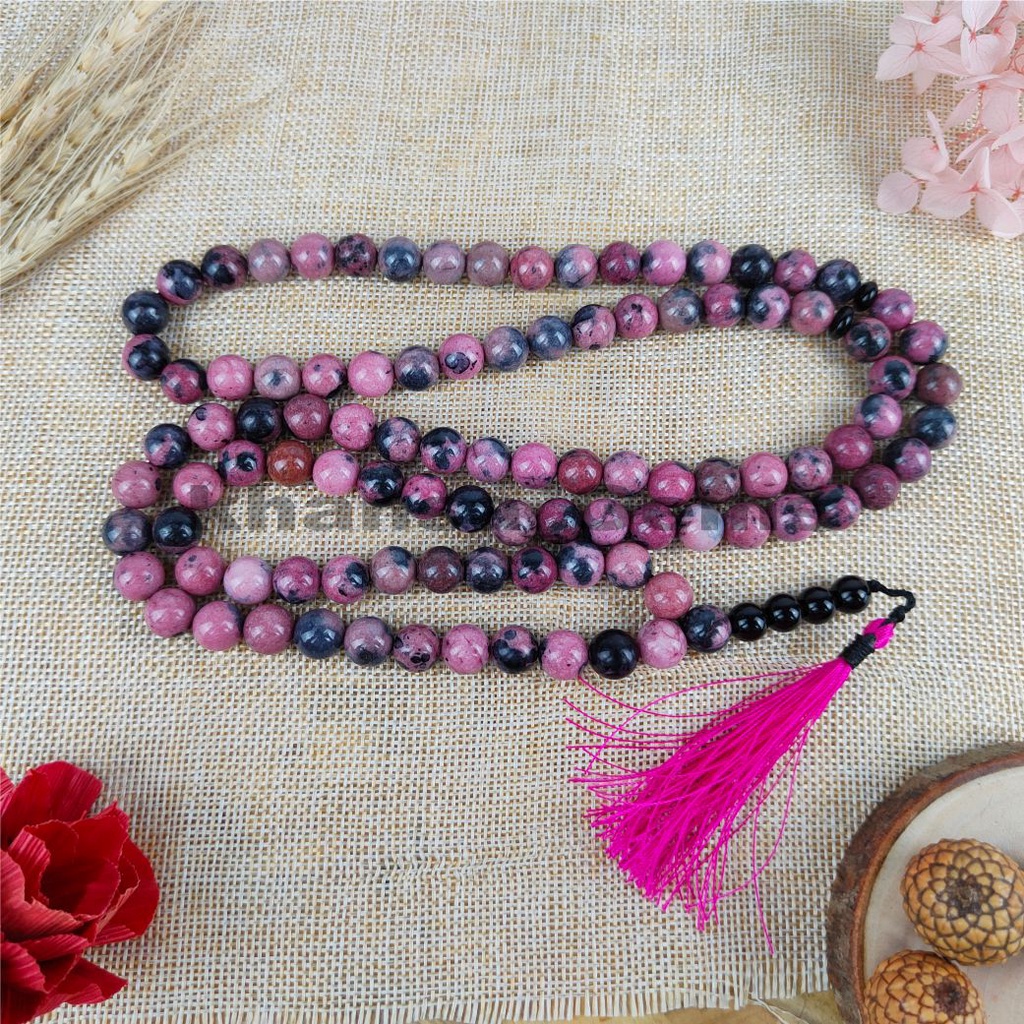 Tasbih Batu Pink Tanzania Diameter 10mm Isi 33 butir Termurah