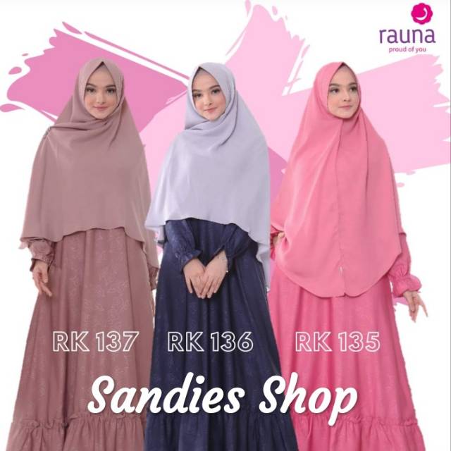 Gamis Rauna RK 137 / Gamis Embos Set Hijab RK 137 Rauna /RK 137 Rauna / Gamis Terbaru Embos Rauna