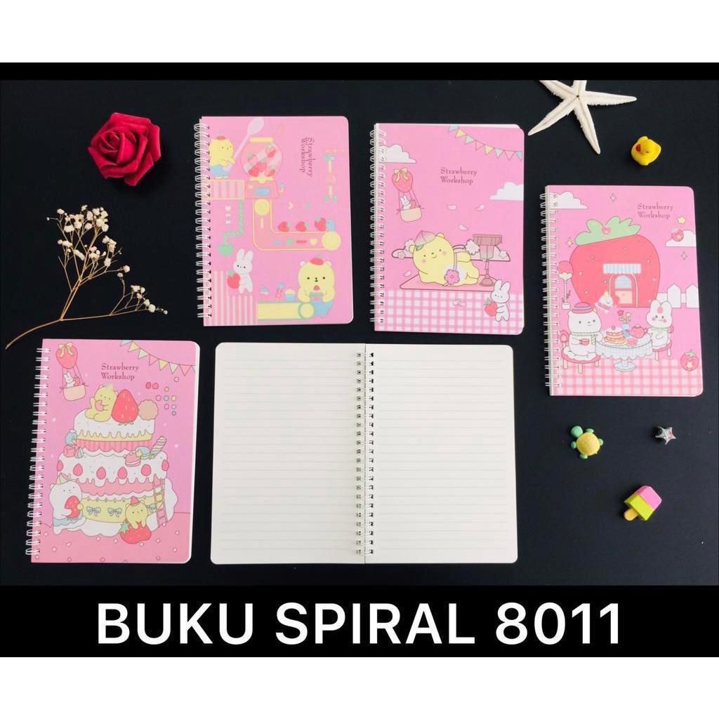 

LJK SHOP - BUKU DIARY / AGENDA SPIRAL HARD COVER UKURAN A5 KARAKTER STRAWBERRY WORKSHOP LUCU ISI 96 HALAMAN XQ8011