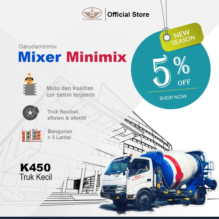 Jual Beton Readymix / K450 / Minimix Jabodetabek