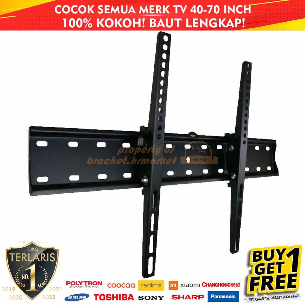 Bracket TV 32 43 55 50 40 42 60 49 65 70 75 Inch Dijamin Cocok LED LCD Plasma 32 - 75 In 2 Arah Universal Breket TV Briket TV Braket TV Gantungan TV Tembok Tempelan TV Dinding HR1 75T