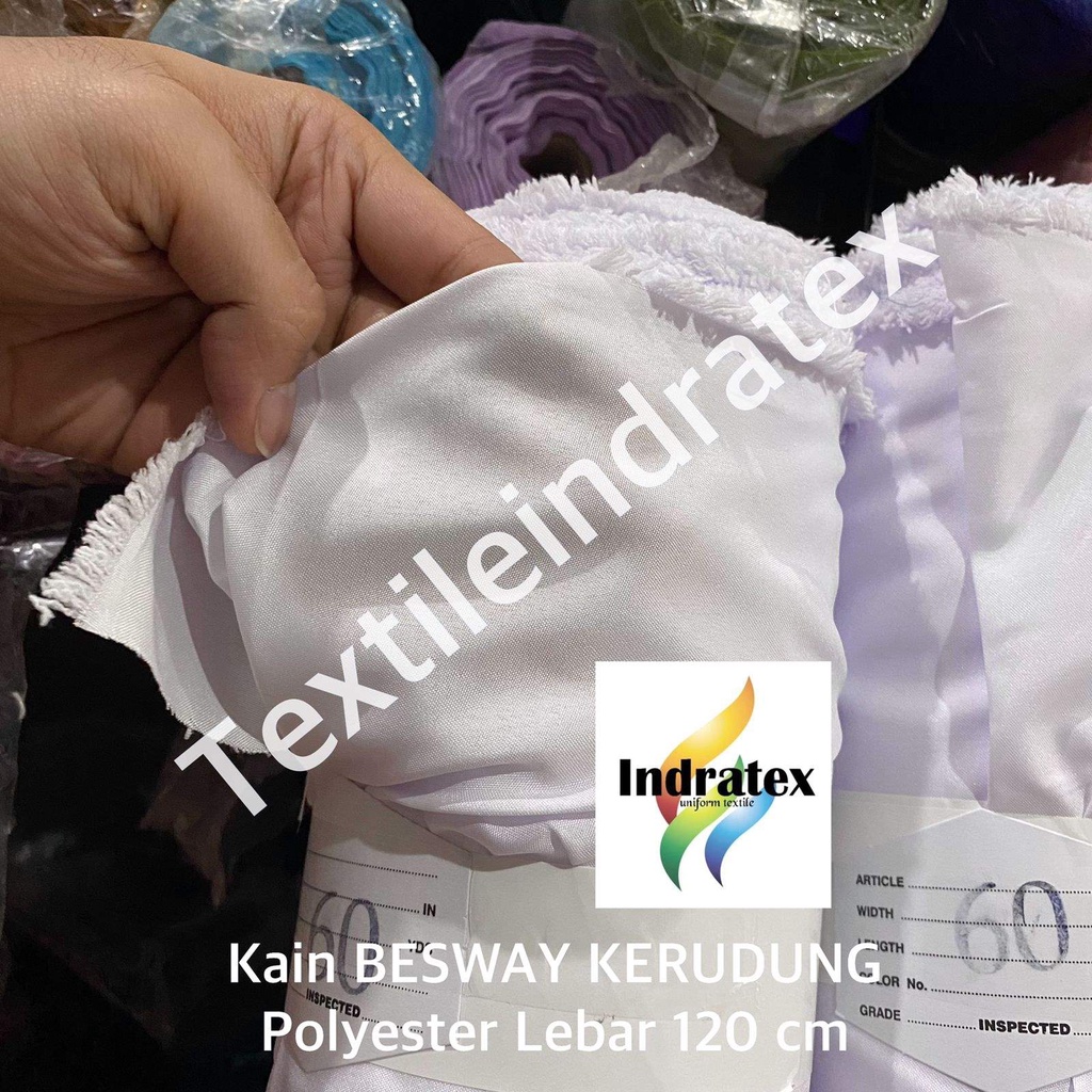 ( per 1 roll ) kain BSY BESWAY KERUDUNG besway tipis lebar 120 cm warna putih bahan hijab jilbab kerudung seragam sekolah furing lapisan baju gamis dekorasi kerajinan tangan hamper hampers