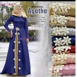 baju muslim wanita gamis dress agatha maxy biru navy