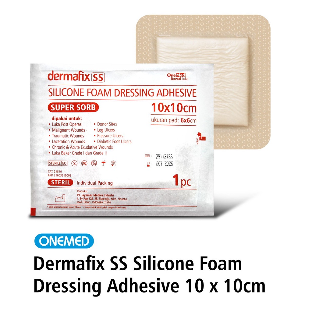 Dermafix Silicone Foam Dressing Adhesive 10x10cm Supersorb 1Pcs