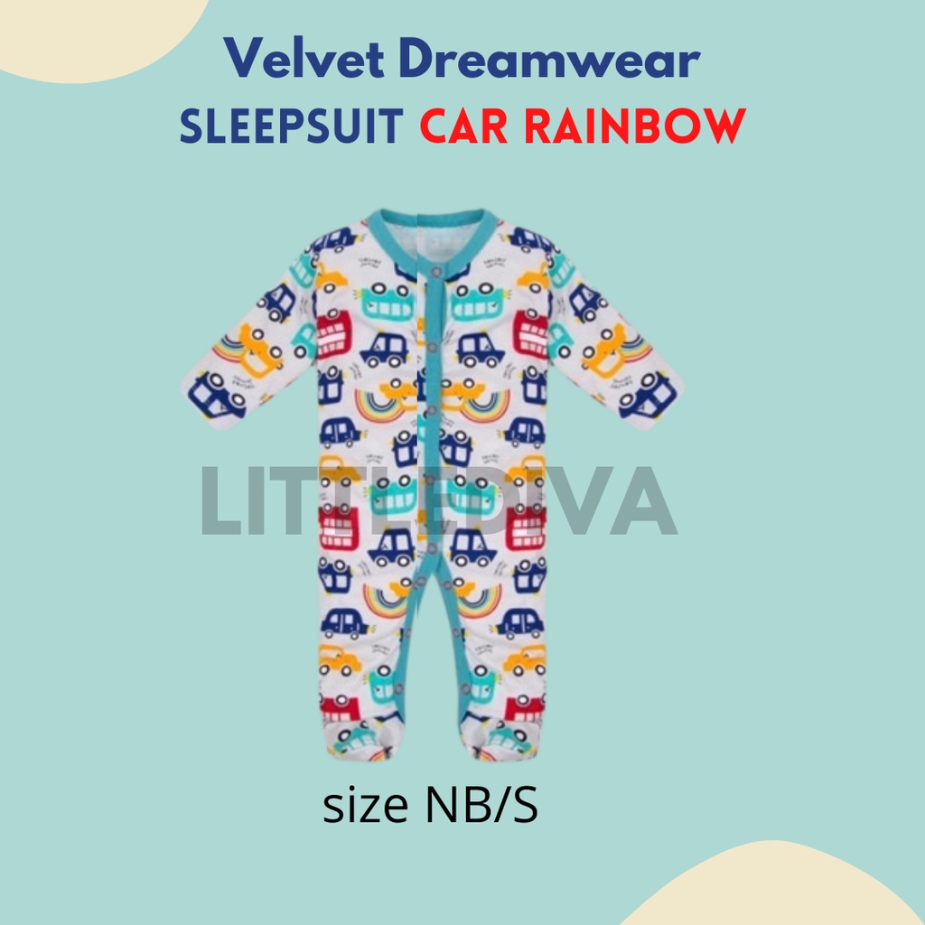 Car Rainbow size S / M / L Kancing Depan Velvet SLEEPSUIT Kaki TERBUKA Velvet Junior alt vv BUKA