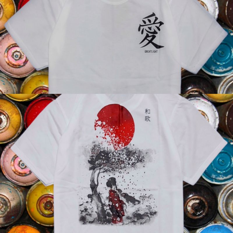 kaos pria/GEISHA POHON/kaos japan