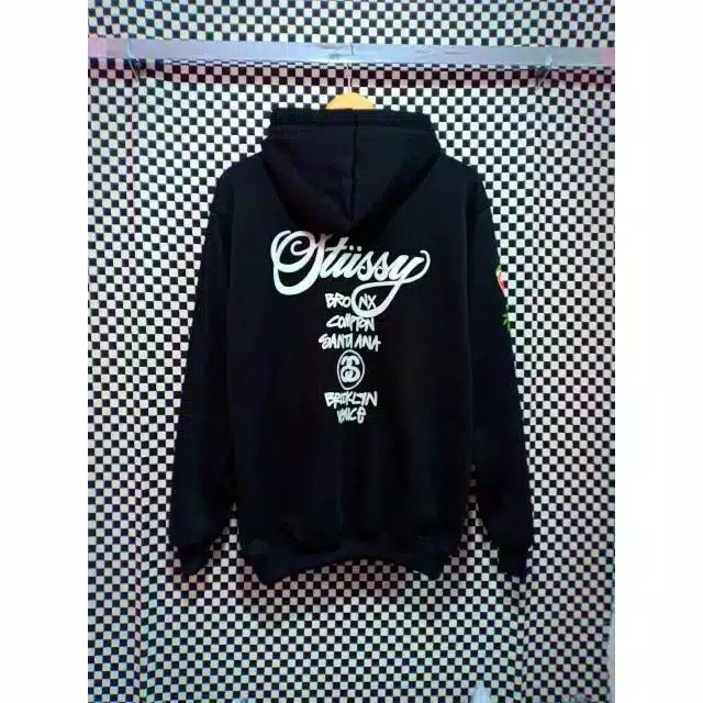 Hoody Stuusy / Sweater Stussy Motip Bendera Fleece Teball