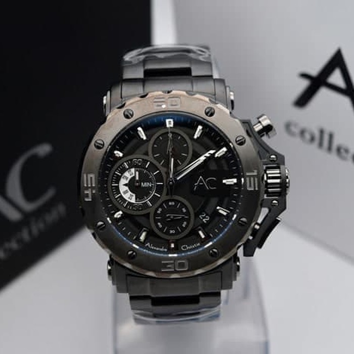 JAM TANGAN PRIA ASLI Jam tangan Alexandre Christie AC 9205 original full black I TERLARIS I TERMURAH