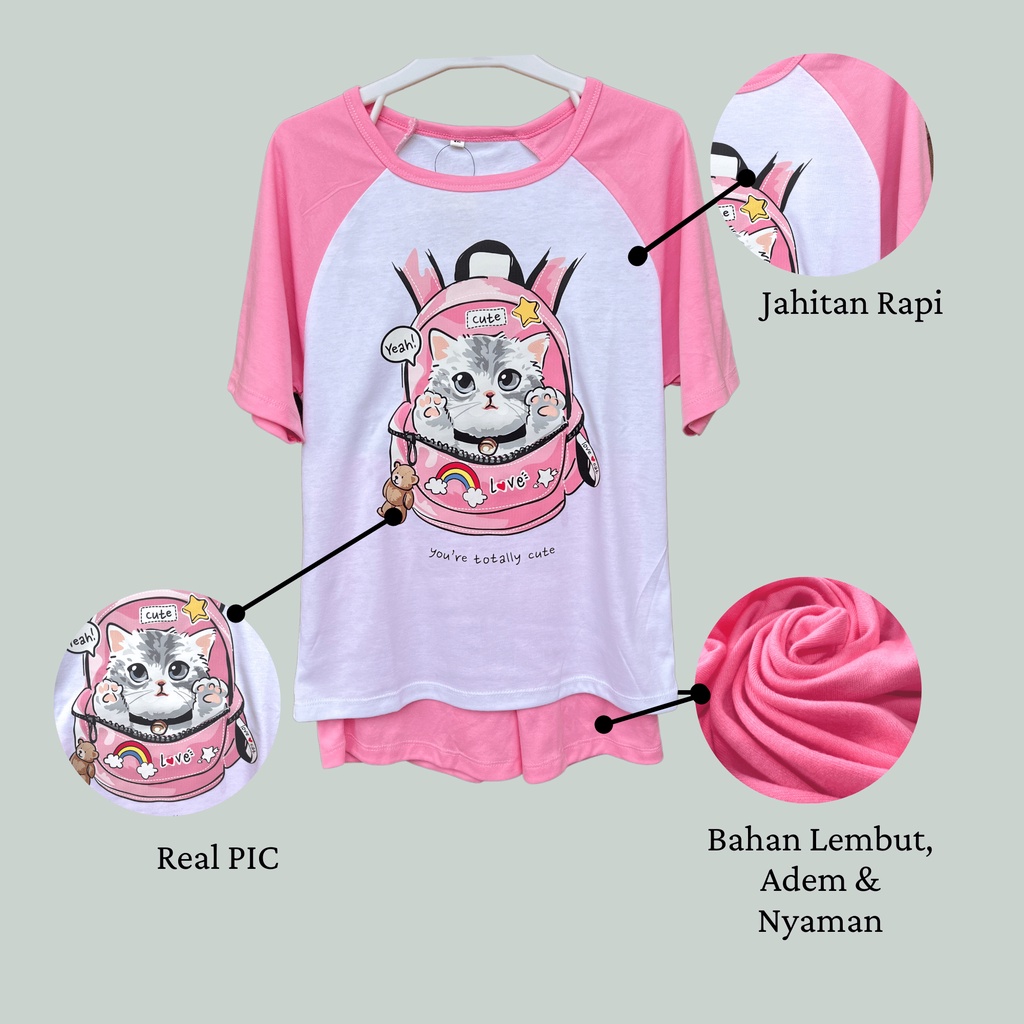 Play House - Setelan Baju Raglan Anak Perempuan Pakaian Anak Perempuan Umur 4-15 Tahun