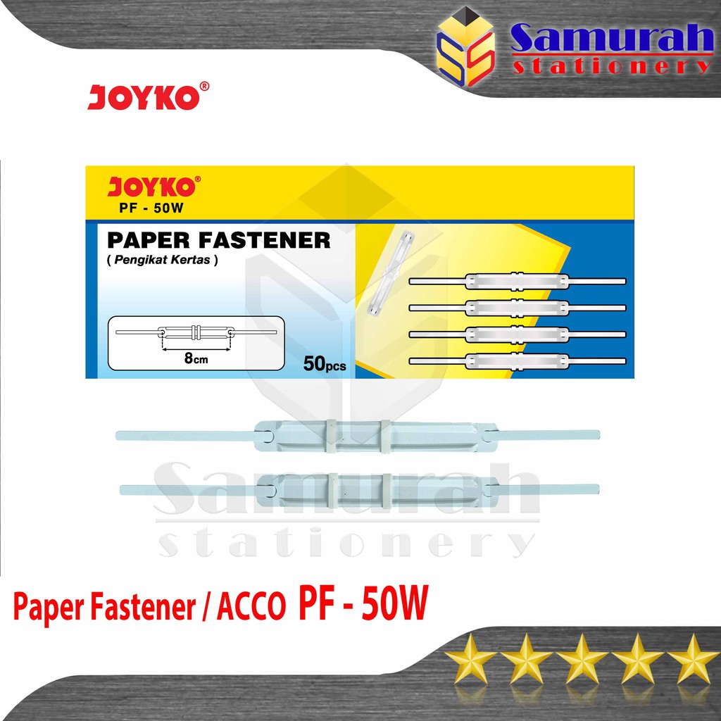 

Paper Fastener Joyko PF 50 W / Acco Plastik Putih untuk Snel Pengikat Map Kertas / Penjepit File