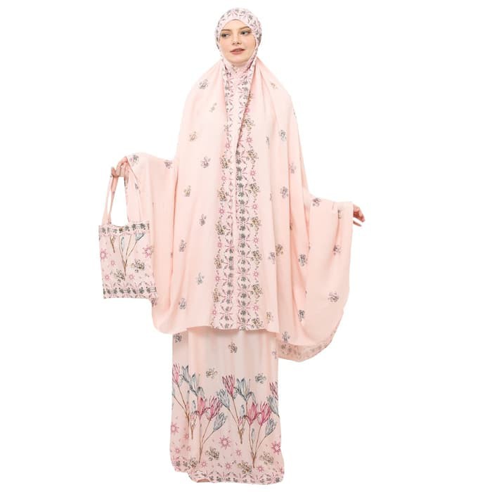 Mukena Tazbiya Harvest Bloom Pink (Mukena Rayon Premium Dewasa) Diskon