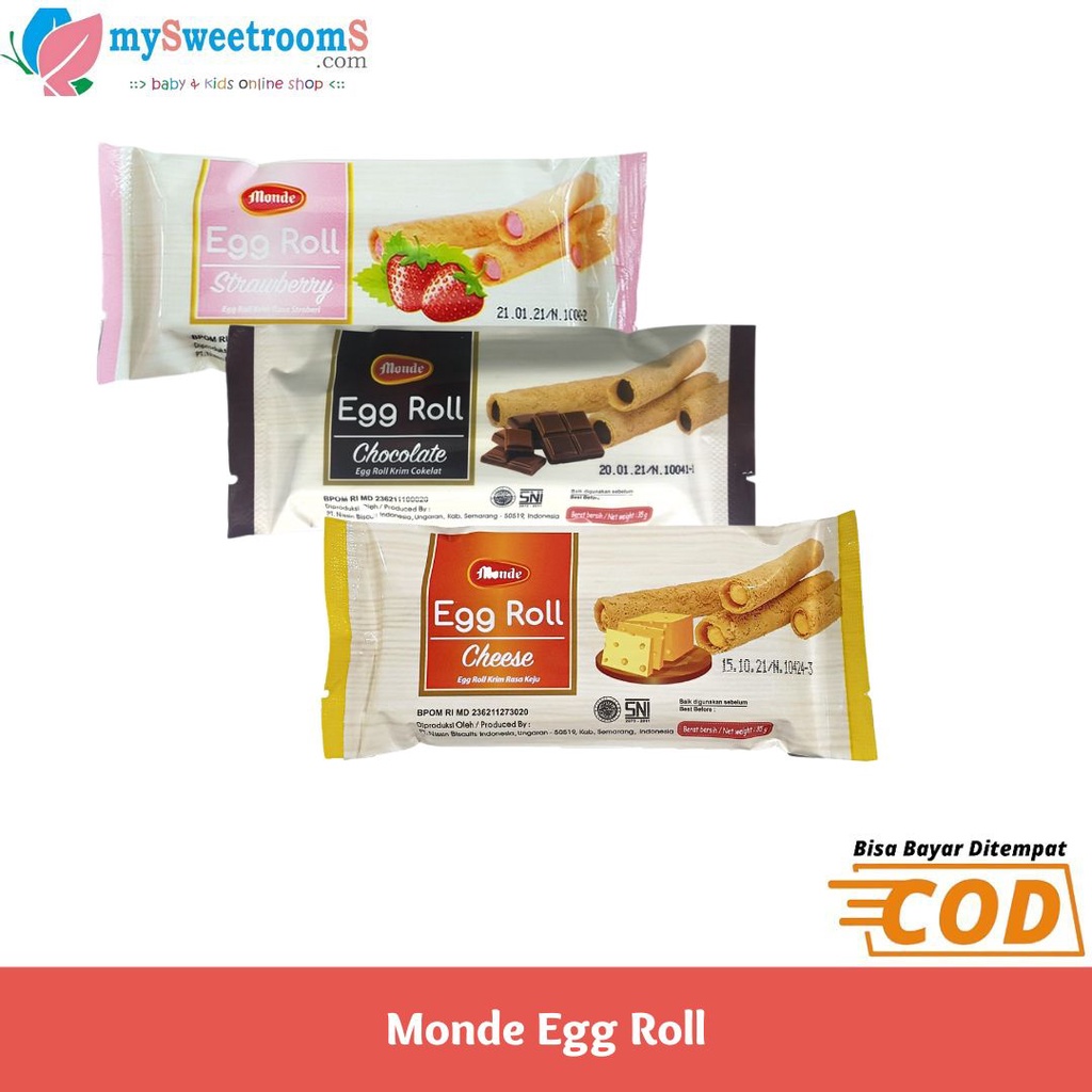 

Monde Egg Roll 35gr coklat strawberry keju snack egg roll