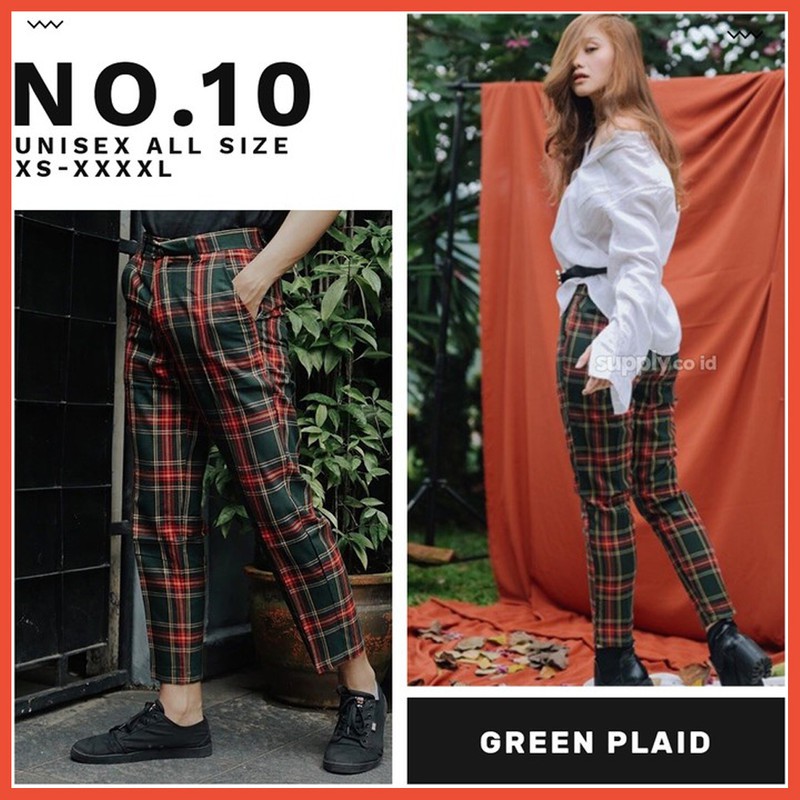  CELANA  TARTAN  PANTS PRIA  WANITA GREEN PLAID  Shopee Indonesia