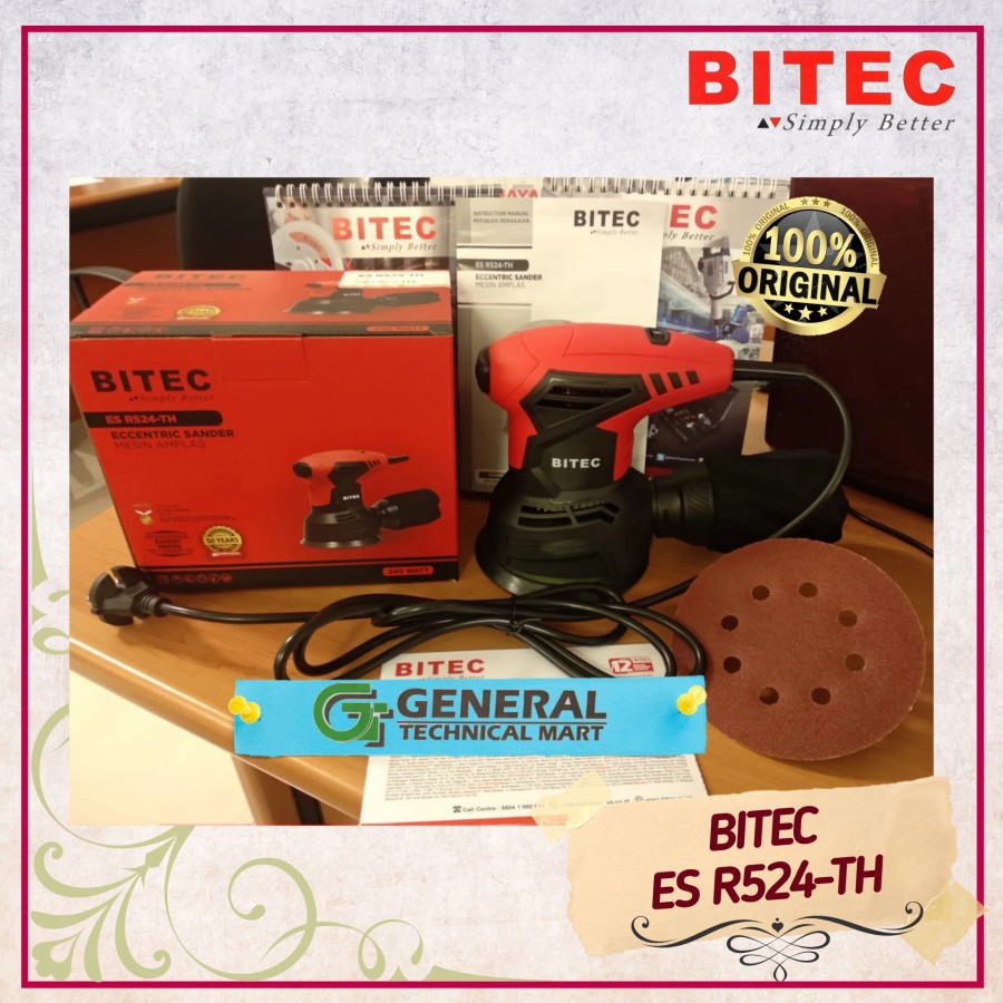 BITEC ES R524-TH Mesin Amplas Bulat Orbital Sander Variabel Speed