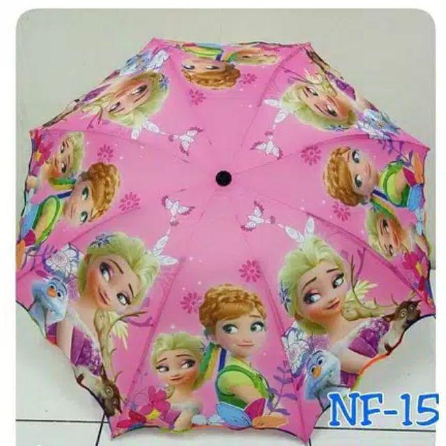 Payung Lipat Nf-15 Pink Motif Karakter Kartun Motif Karakter Kartun