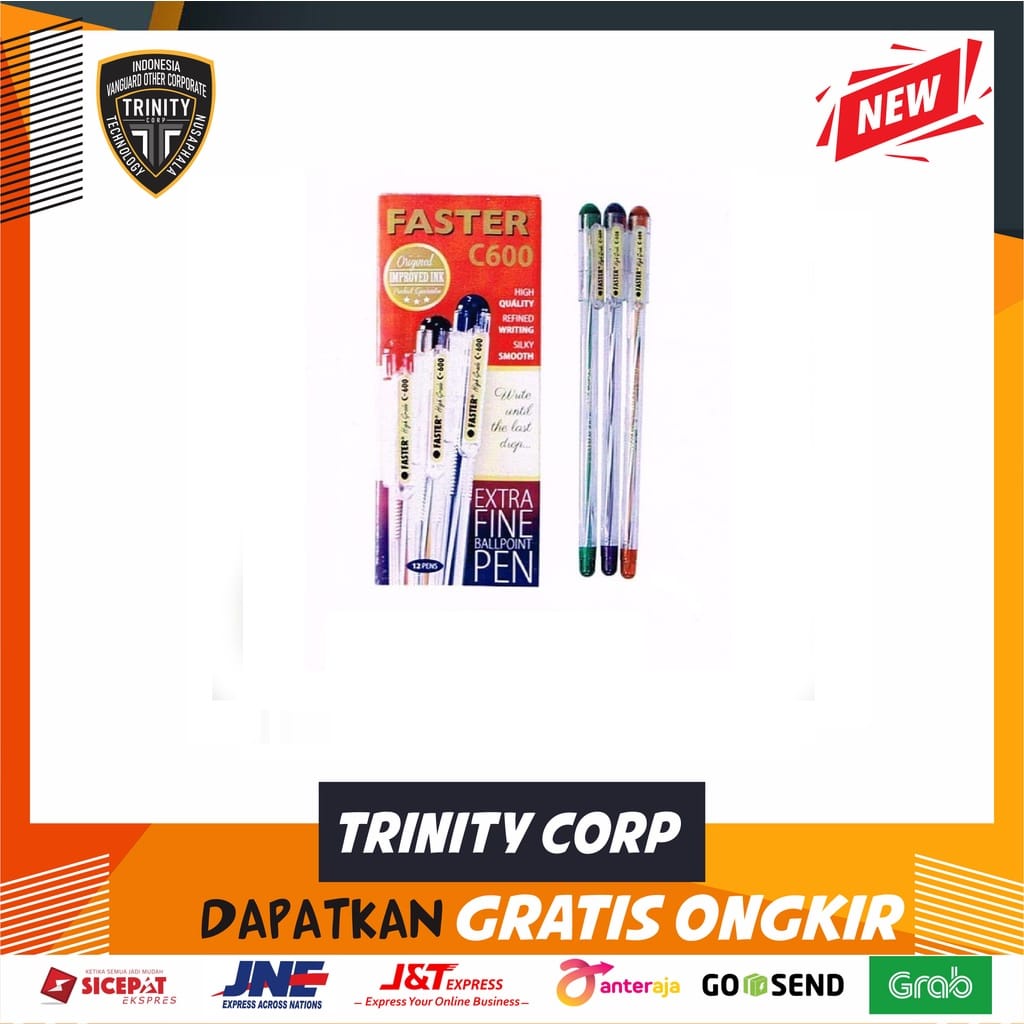 

PULPEN FASTER TIPE C600 BALLPOINT PEN EXTRA FINE MODEL C600 BOLPEN PCS