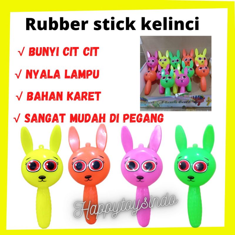 Maenan Maianan Mainan Anak Rubber Stick Animal Flash Ball Cit Cit Kelinci Nyala Karet Gigitan Bayi B