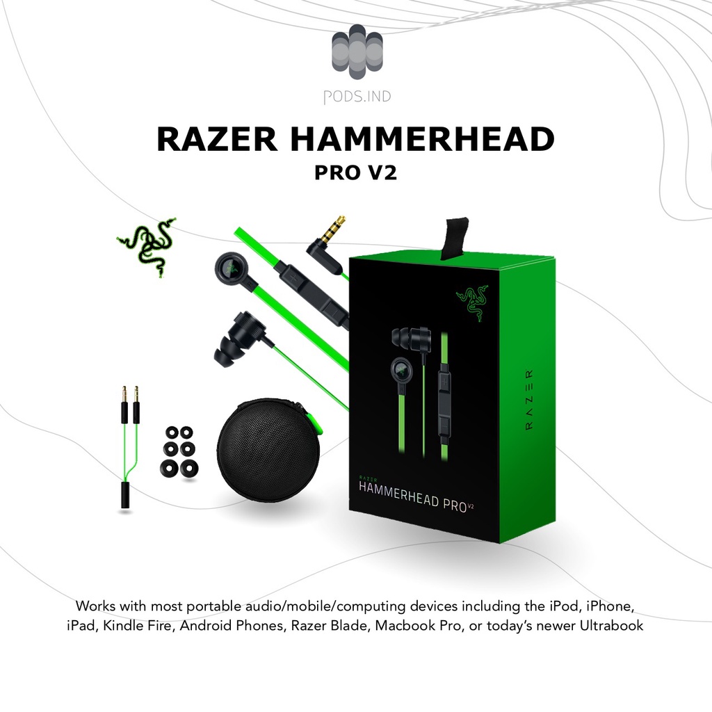 Razer Hammerhead Pro V2 Original Gaming Earphone Murah