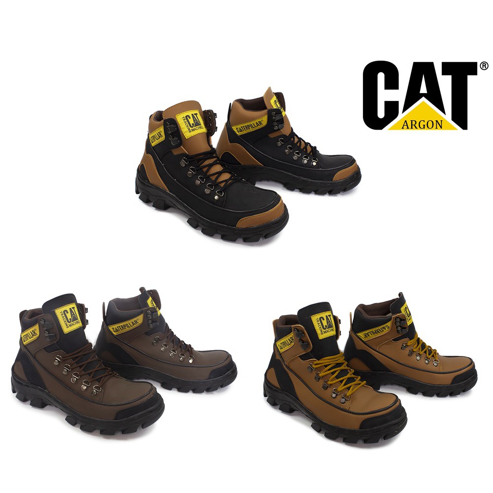 COD - Sepatu Kerja Lapangan Pria Caterpillar Argon Boots Safety Ujung Besi Tracking Adventure Murah