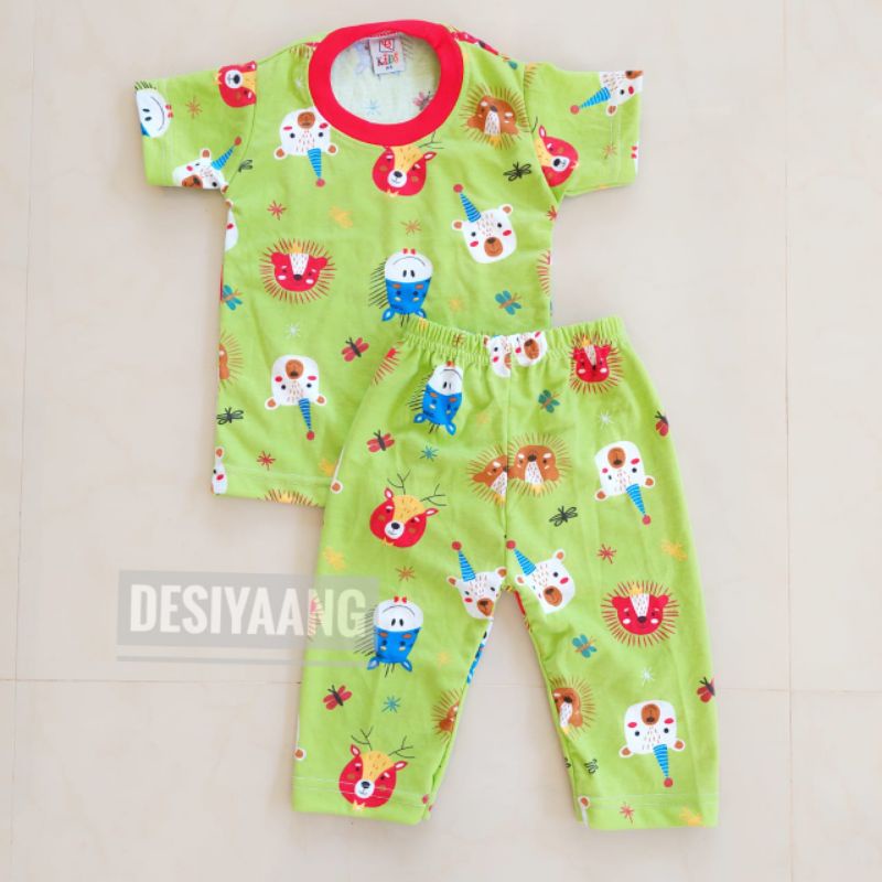 Piyama Anak Qkids size Xs (5-18bulan) Lengan Pendek OBLONG Celana Panjang bahan LIBBY