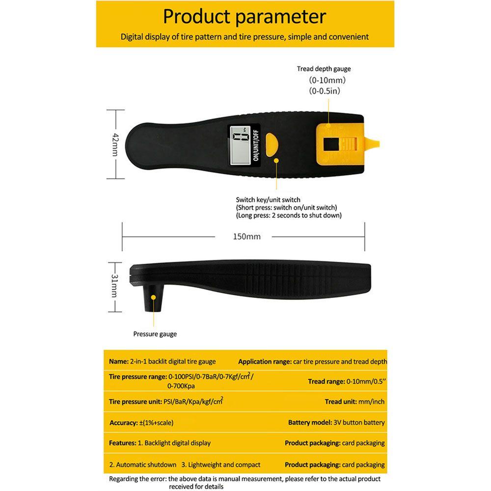 Solighter Alat Monitoring 2-in-1 100psi Pengukur Tekanan Ban