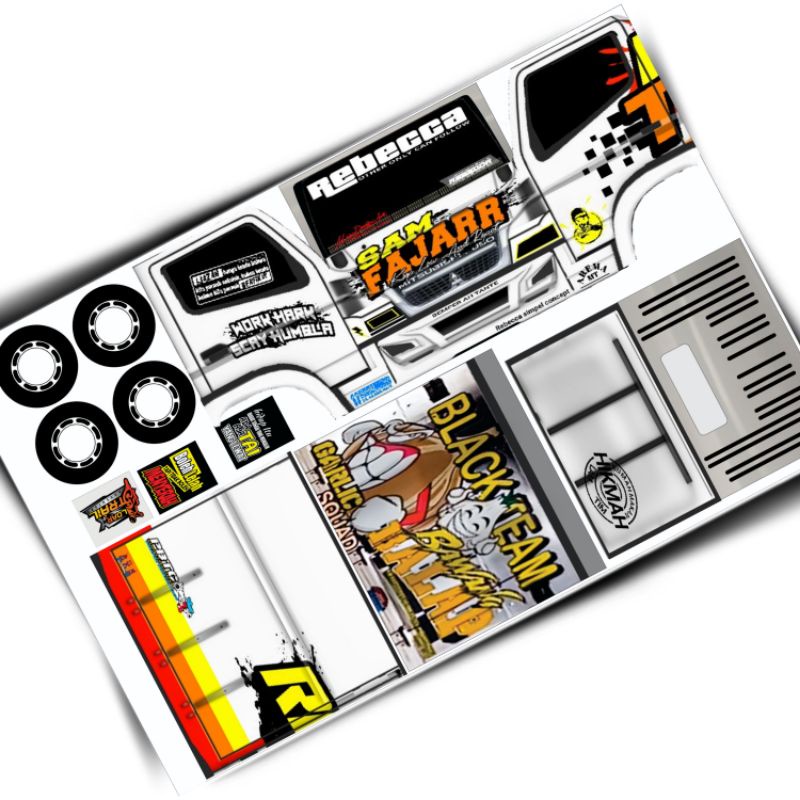 lembaran pola stiker truk oleng kren